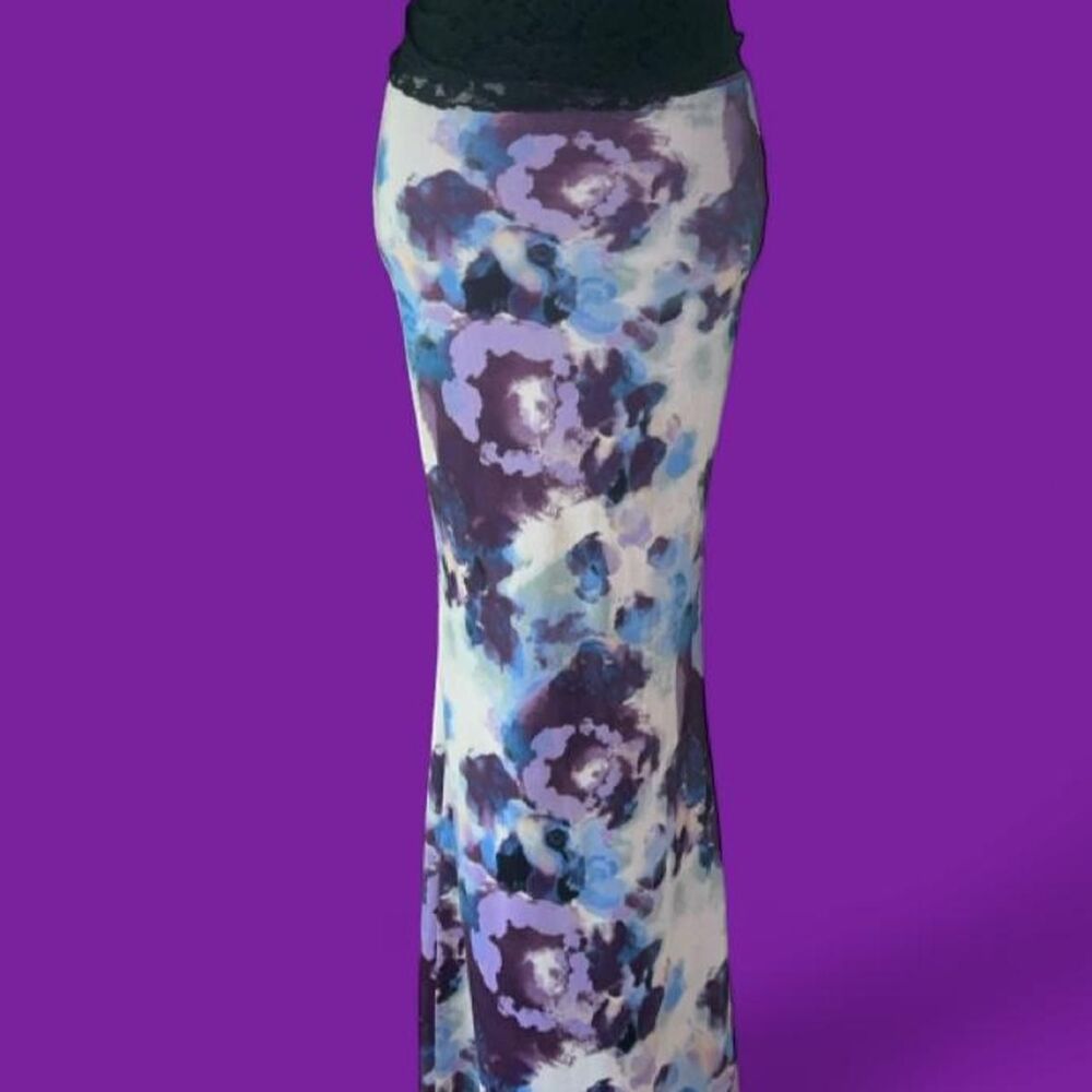 Y2K Watercolor Floral Mermaid Maxi Skirt